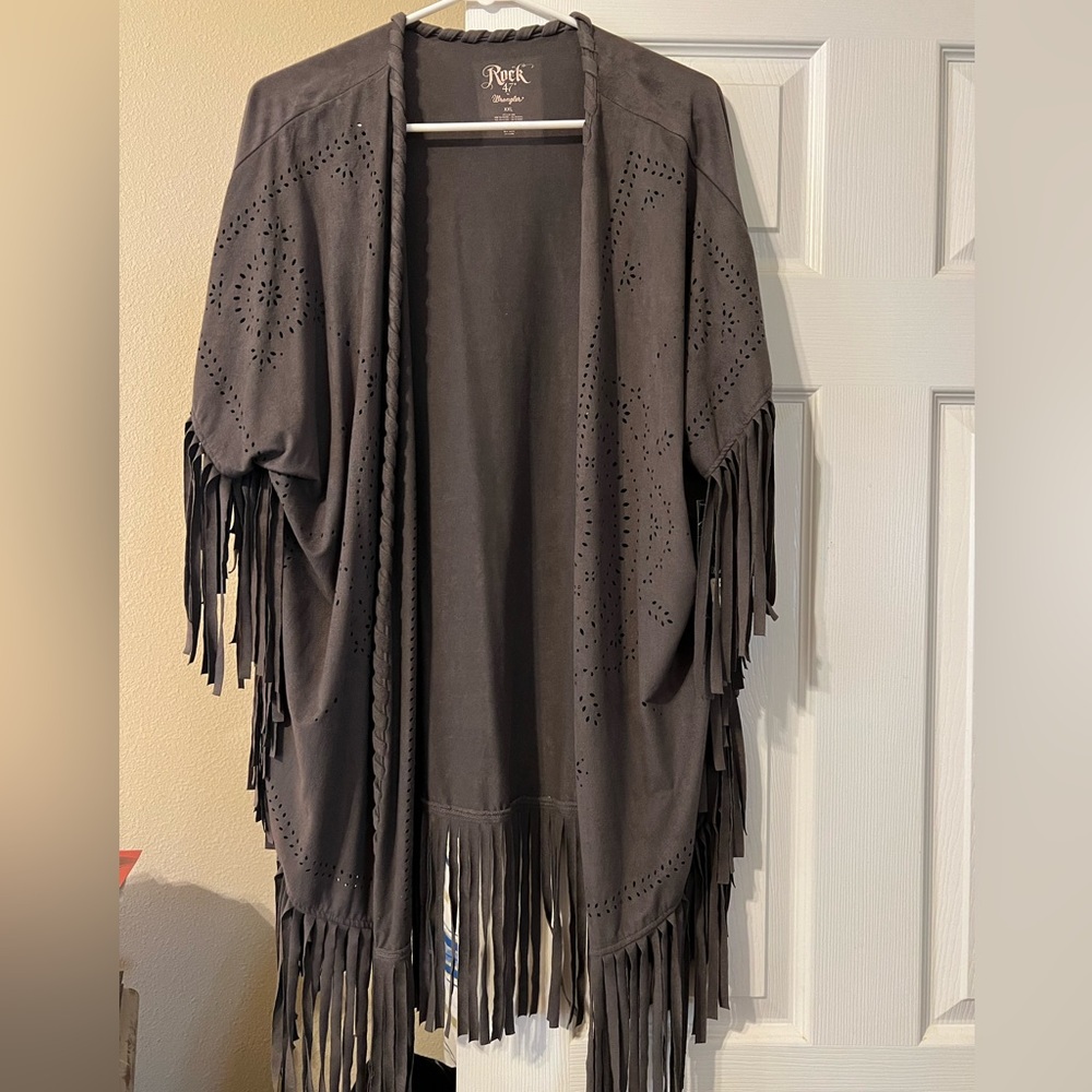 Cardigan style cover up with fringe